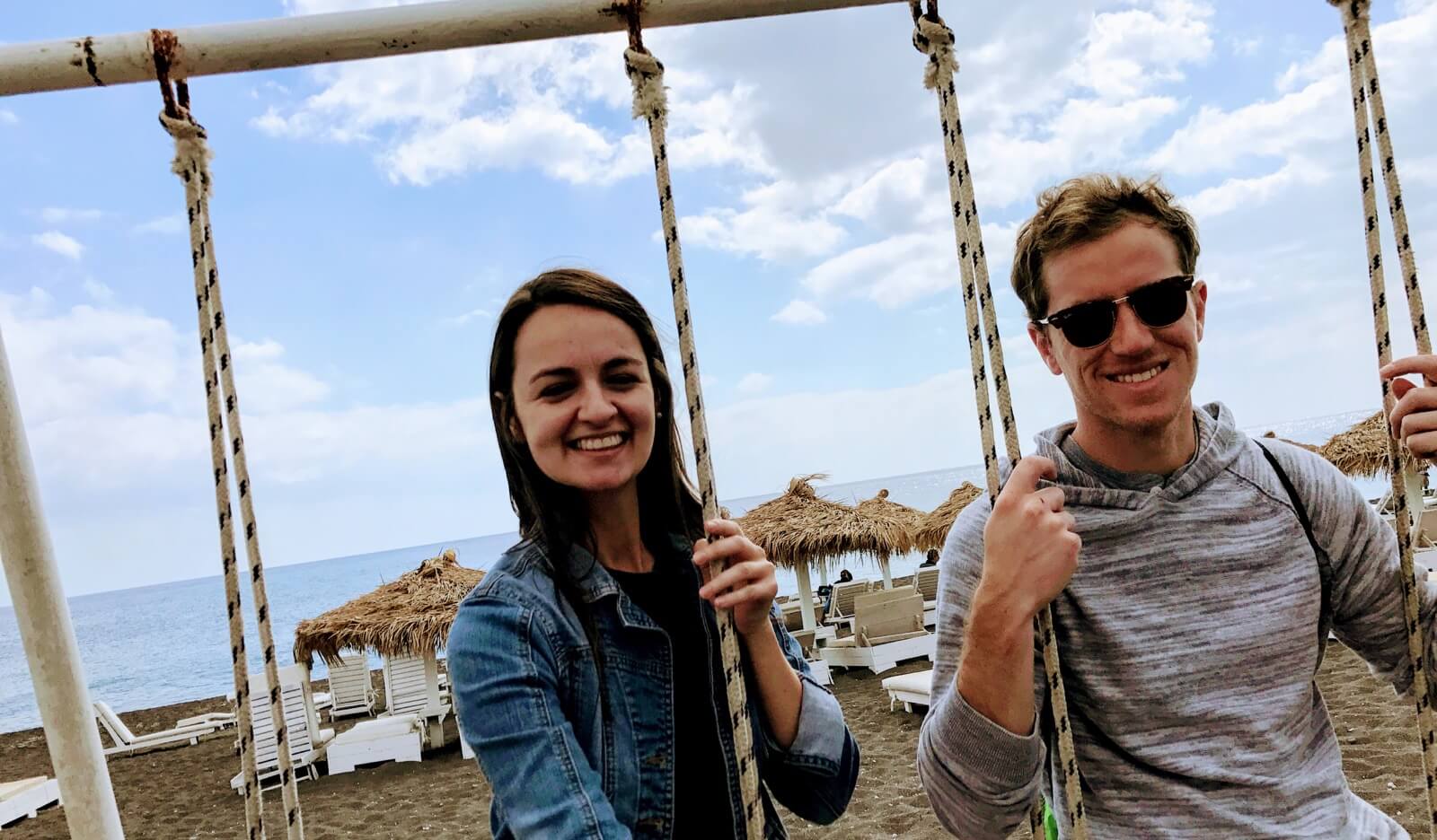 Frank and Cassandra on a swing